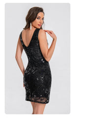 Mini Dresses Vintage Elegant Streetwear Party Club Stage Sequin Vestido De Festa
