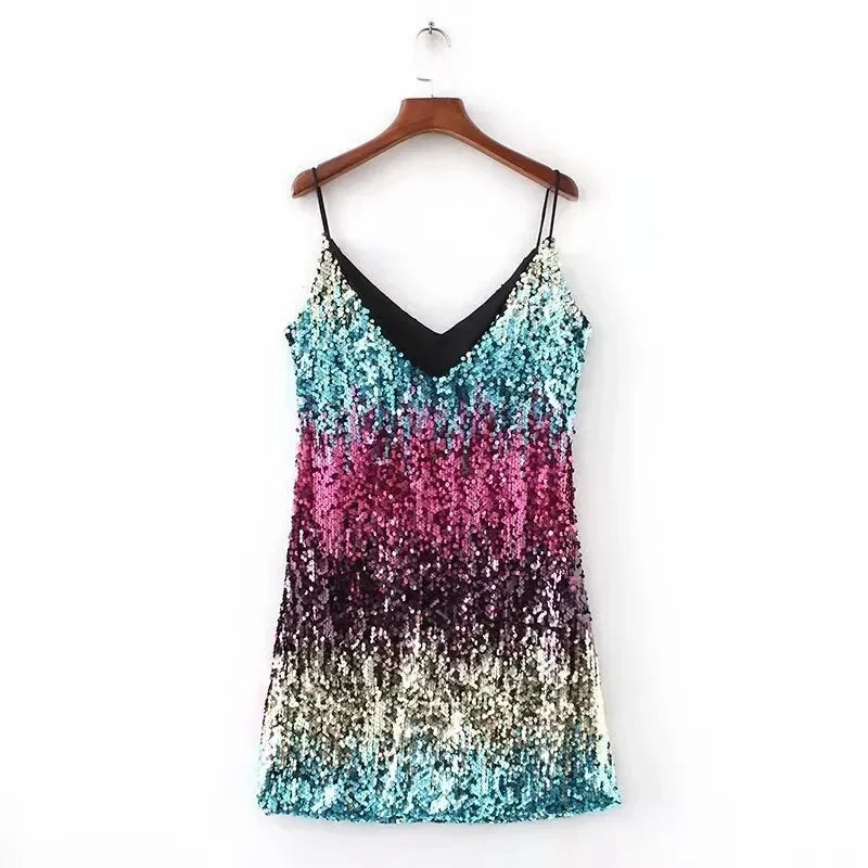 Mini Vintage Dress Y2k Elegant Party Night Club Streetwear Stage Show Bling