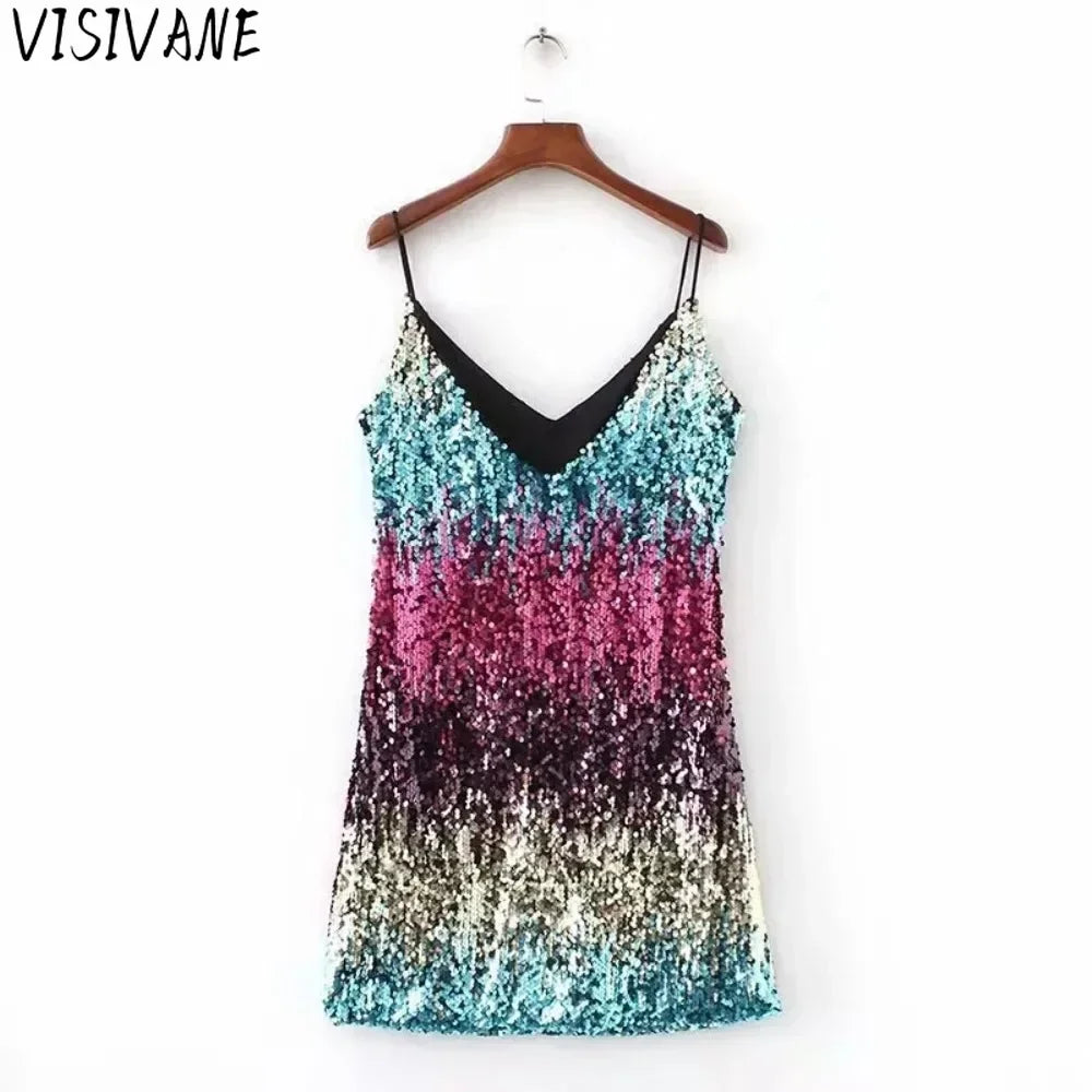 Mini Vintage Dress Y2k Elegant Party Night Club Streetwear Stage Show Bling
