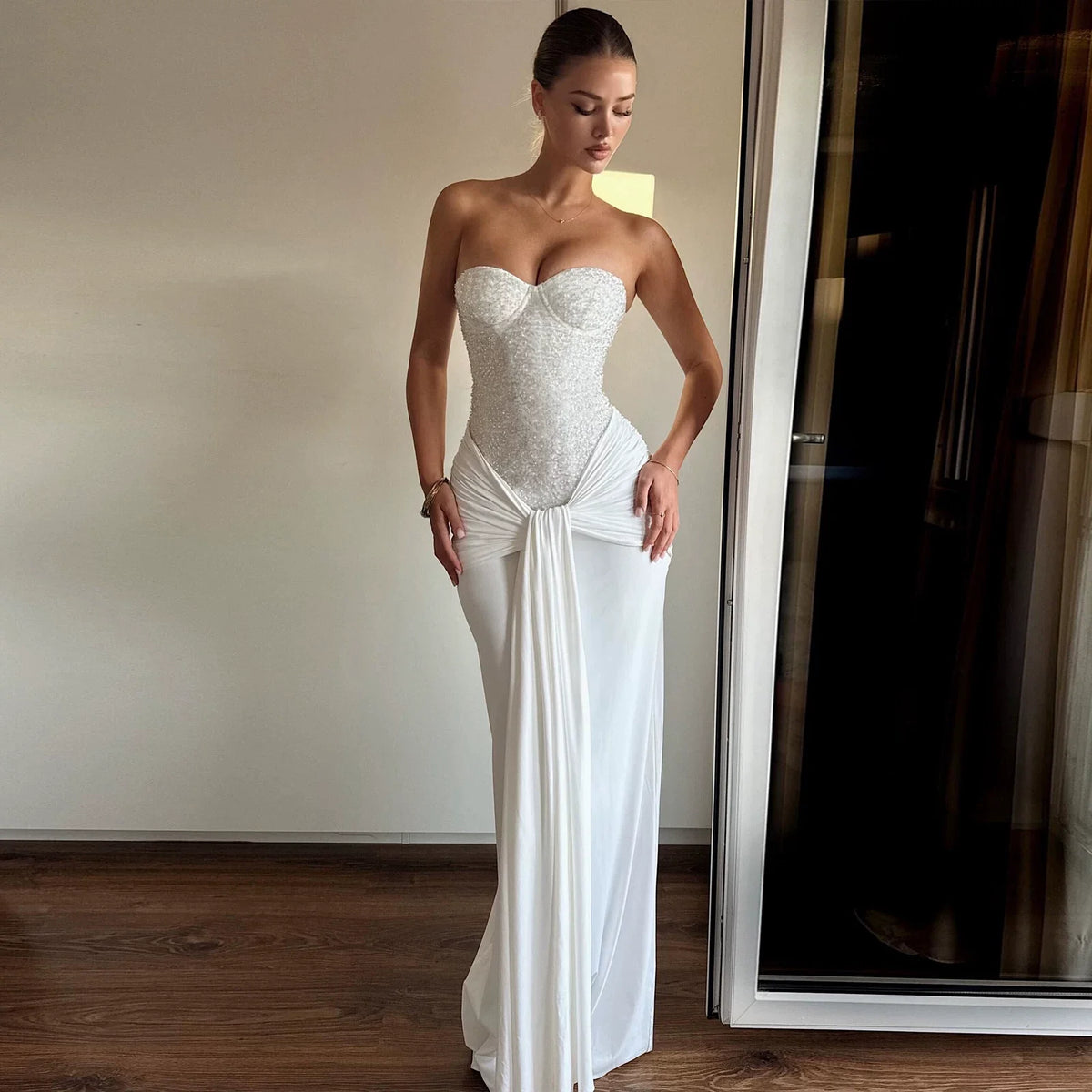 Sequin Strapless Maxi Dress