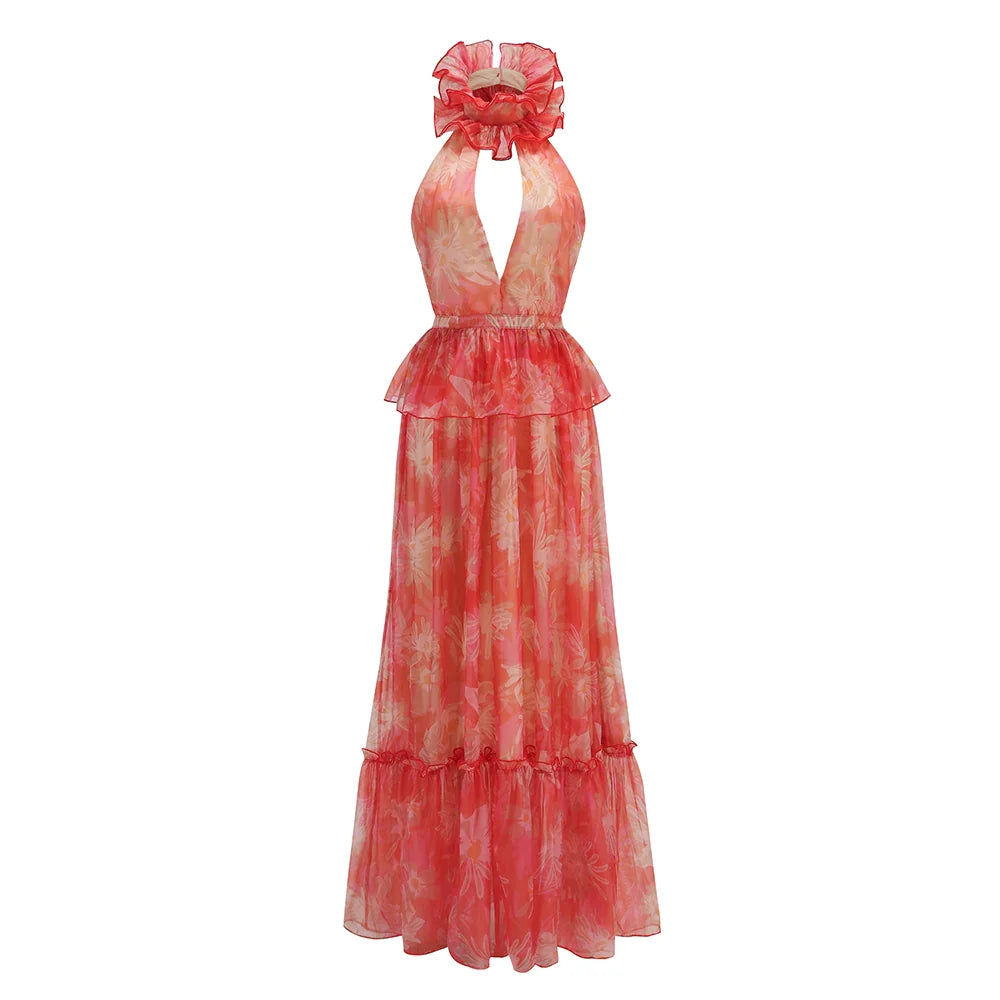 Diala Halter Mesh Maxi Dress