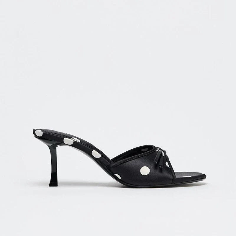 Satin Bow Pointed Toe Mules