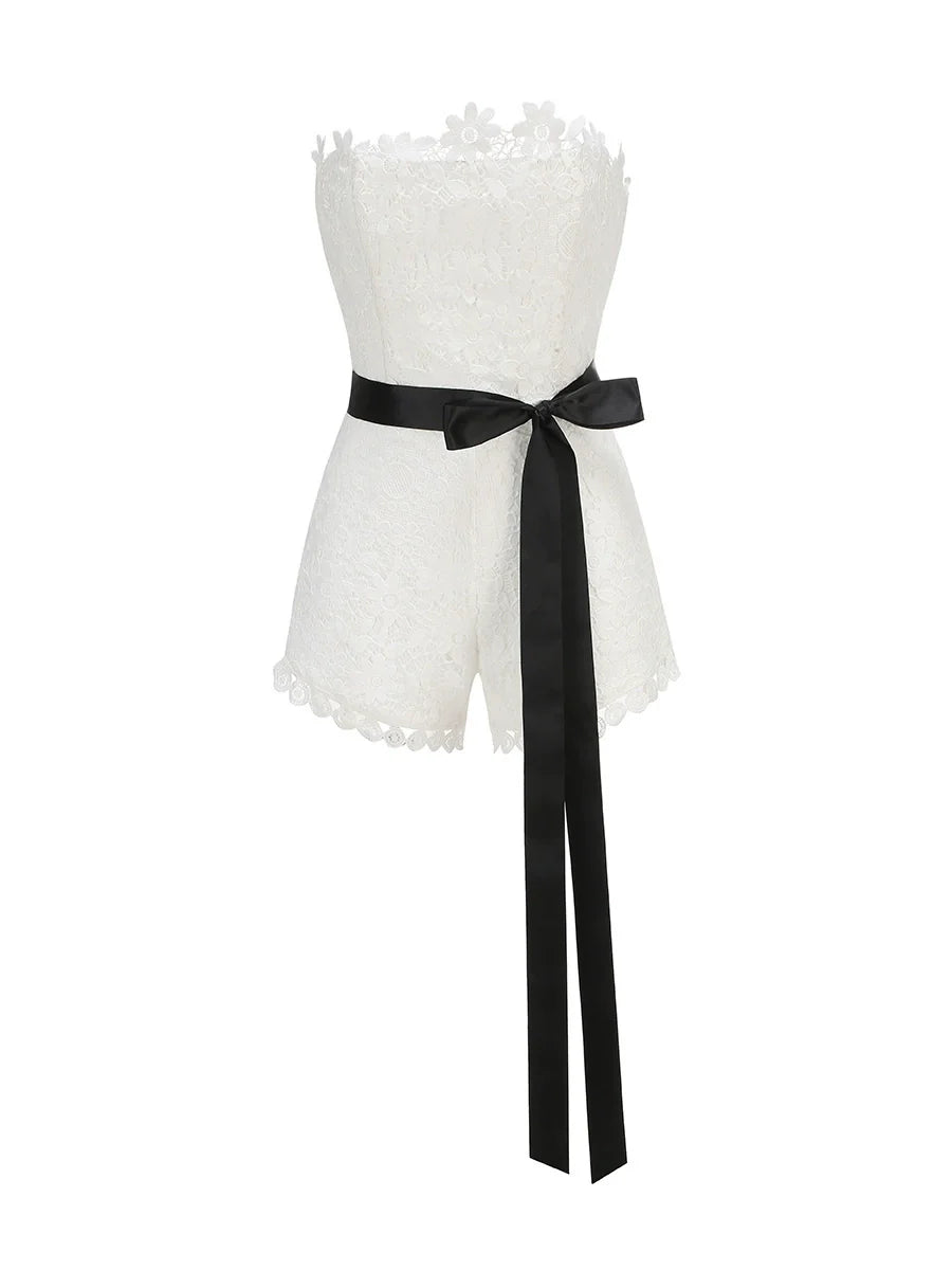 Laikynn Lace Tube Top Jumpsuit
