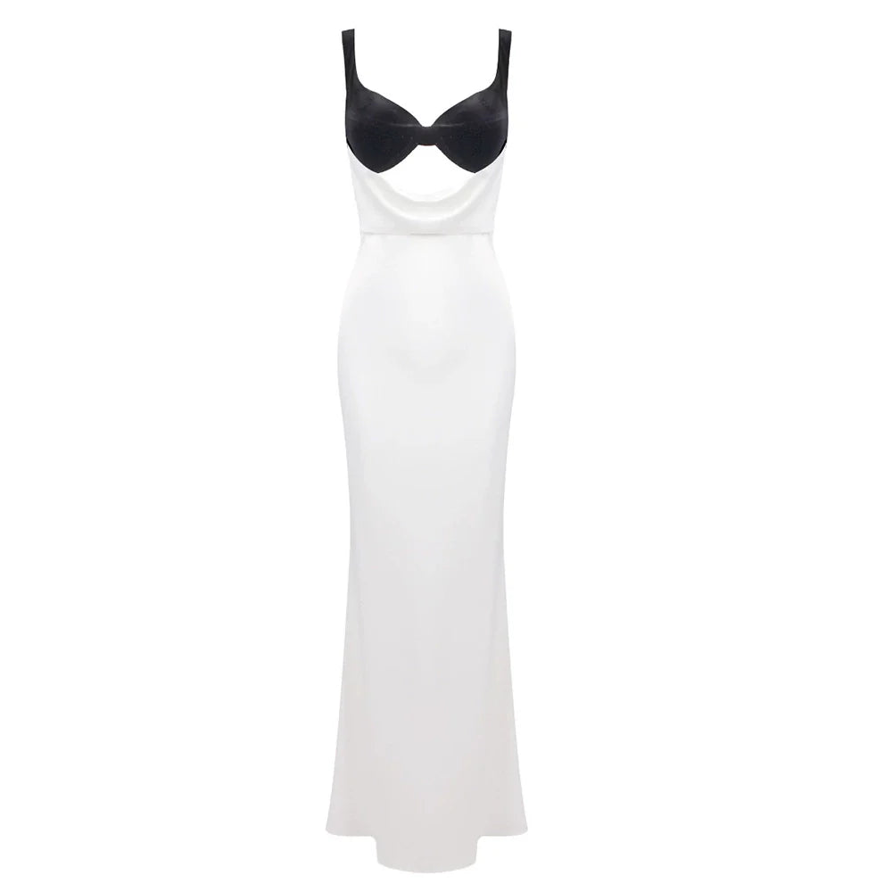 Gretel Color-Blocked Velvet Maxi Dress