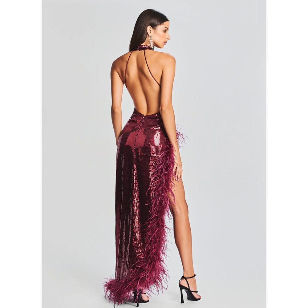 Maila Feather Sequin Dress