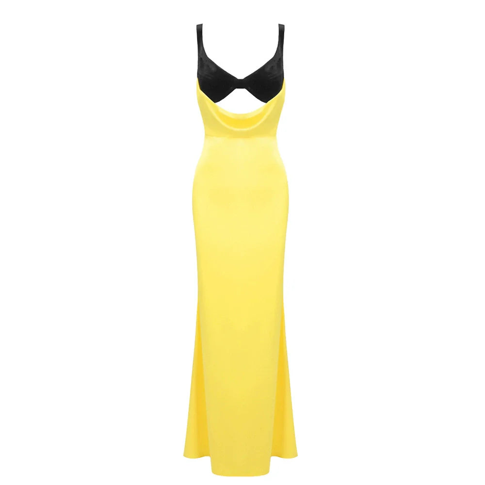 Gretel Color-Blocked Velvet Maxi Dress