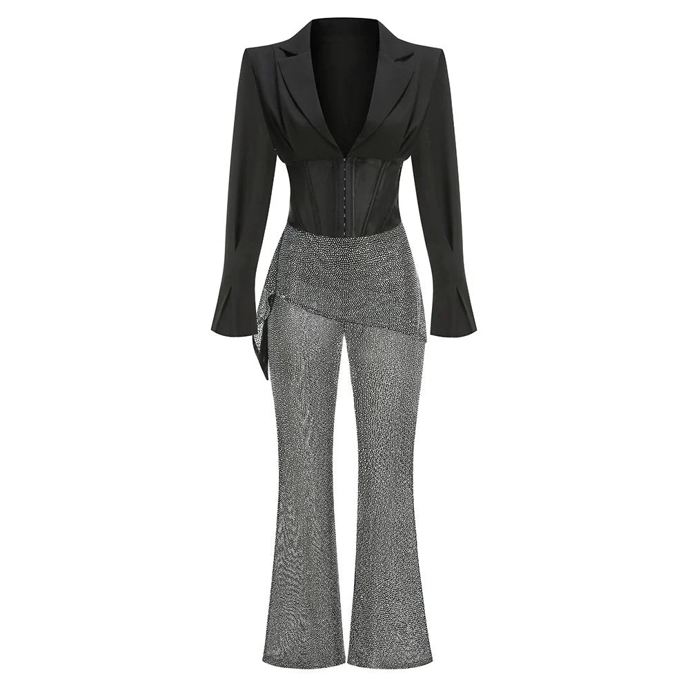Lucienne Rhinestone Blazer Set