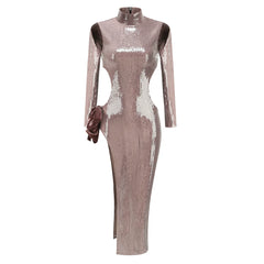 Kaylin Sequin Bow Slit Gown