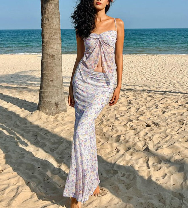 Indi Mesh Floral Skirt Set