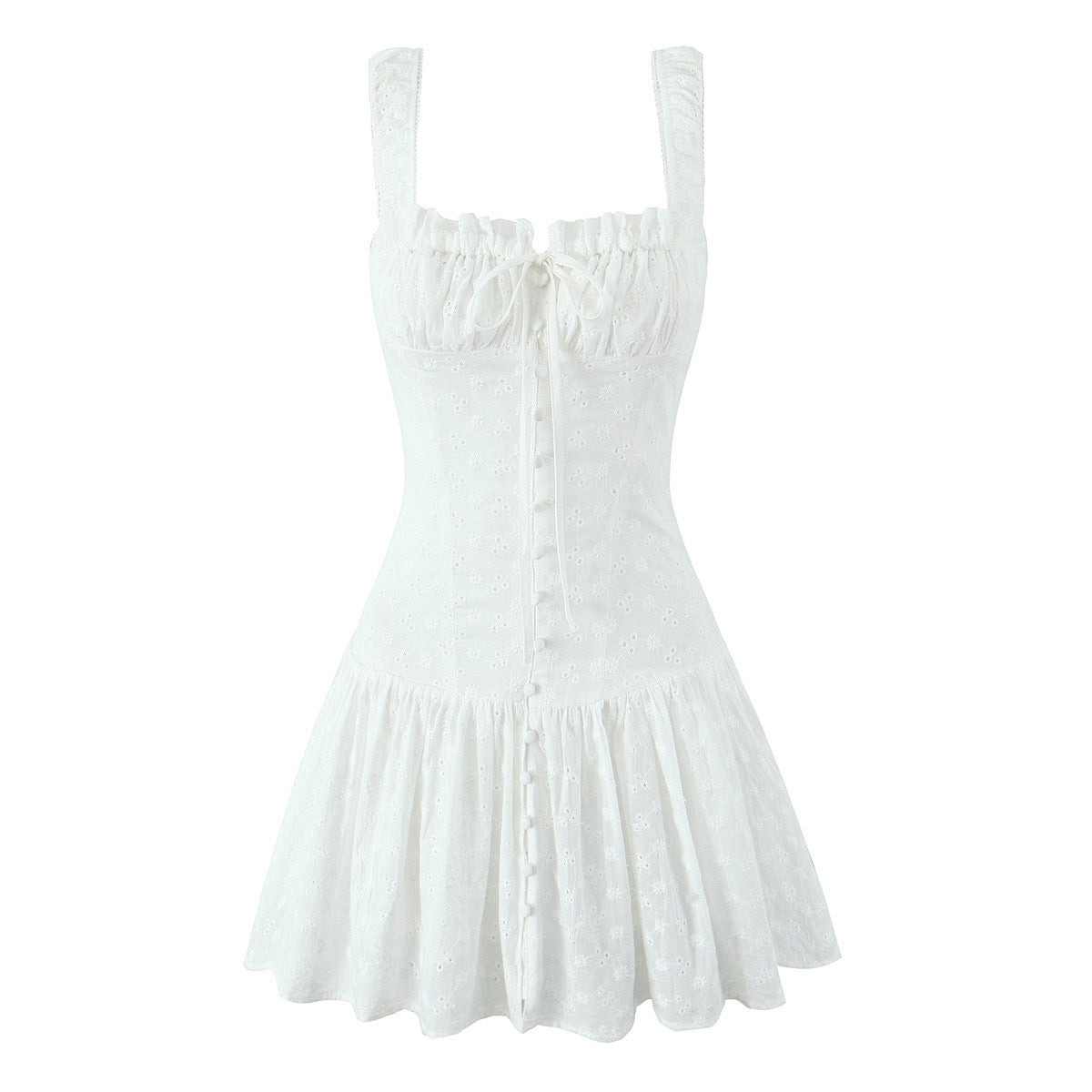 Jhene Embroidered Square Neck Dress