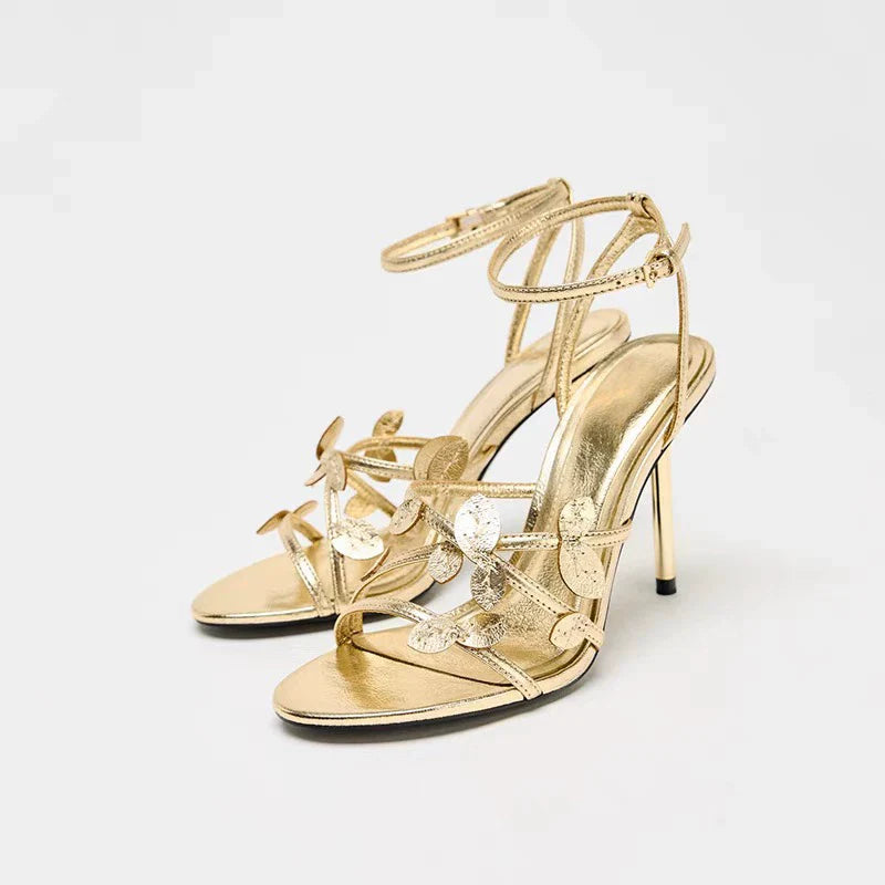 Gold Flower Stiletto Heels