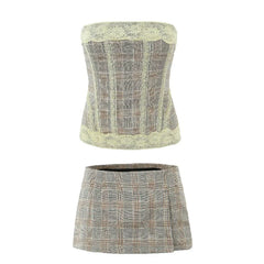 Effie Plaid Tube Top Skirt Set