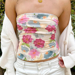 Sila Floral Mesh Tube Top