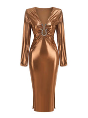 Marlene V-Neck Bodycon Midi