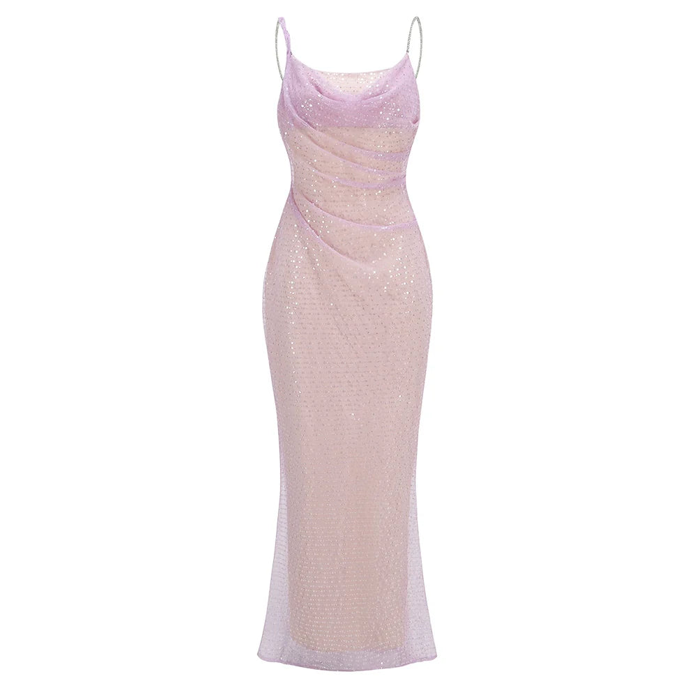 Cayla Sequin Mesh Maxi Dress