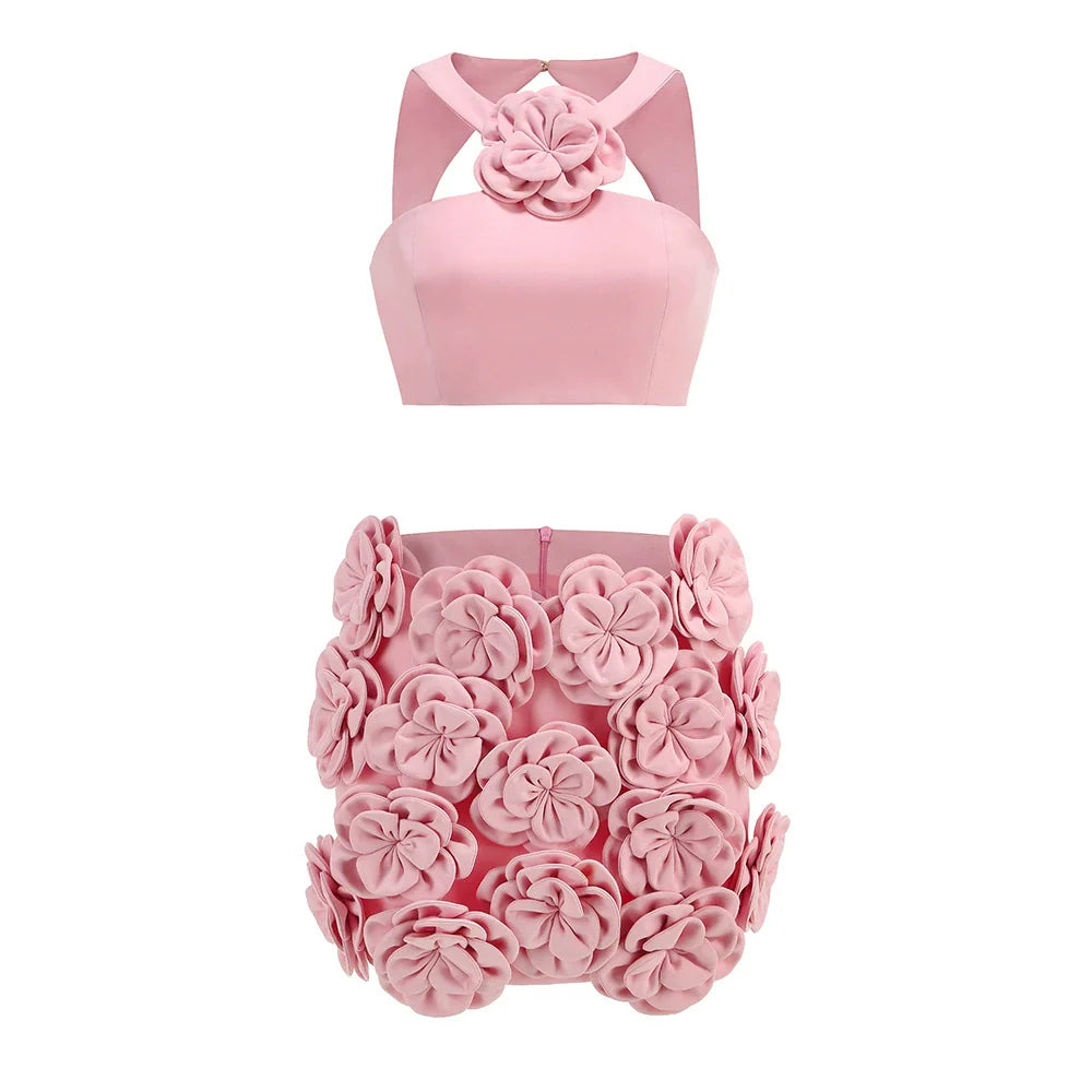 Prisha Floral Halter Skirt Set