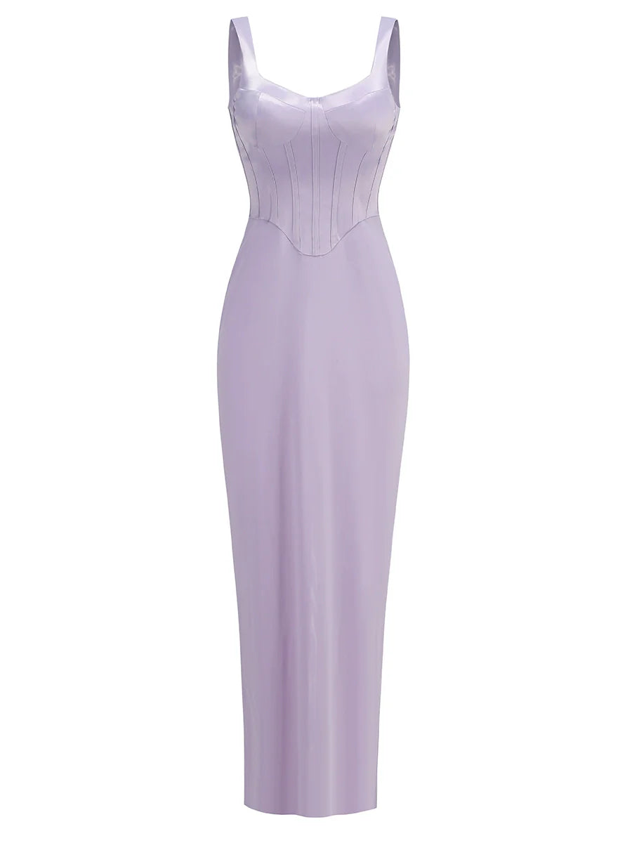 Guinevere Violet Square Neck Maxi Dress