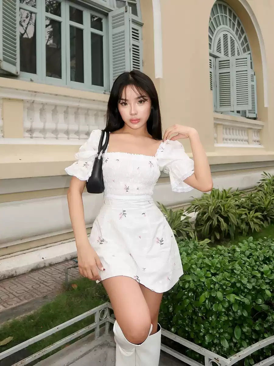 Celeste Floral Puff Sleeve Mini Dress