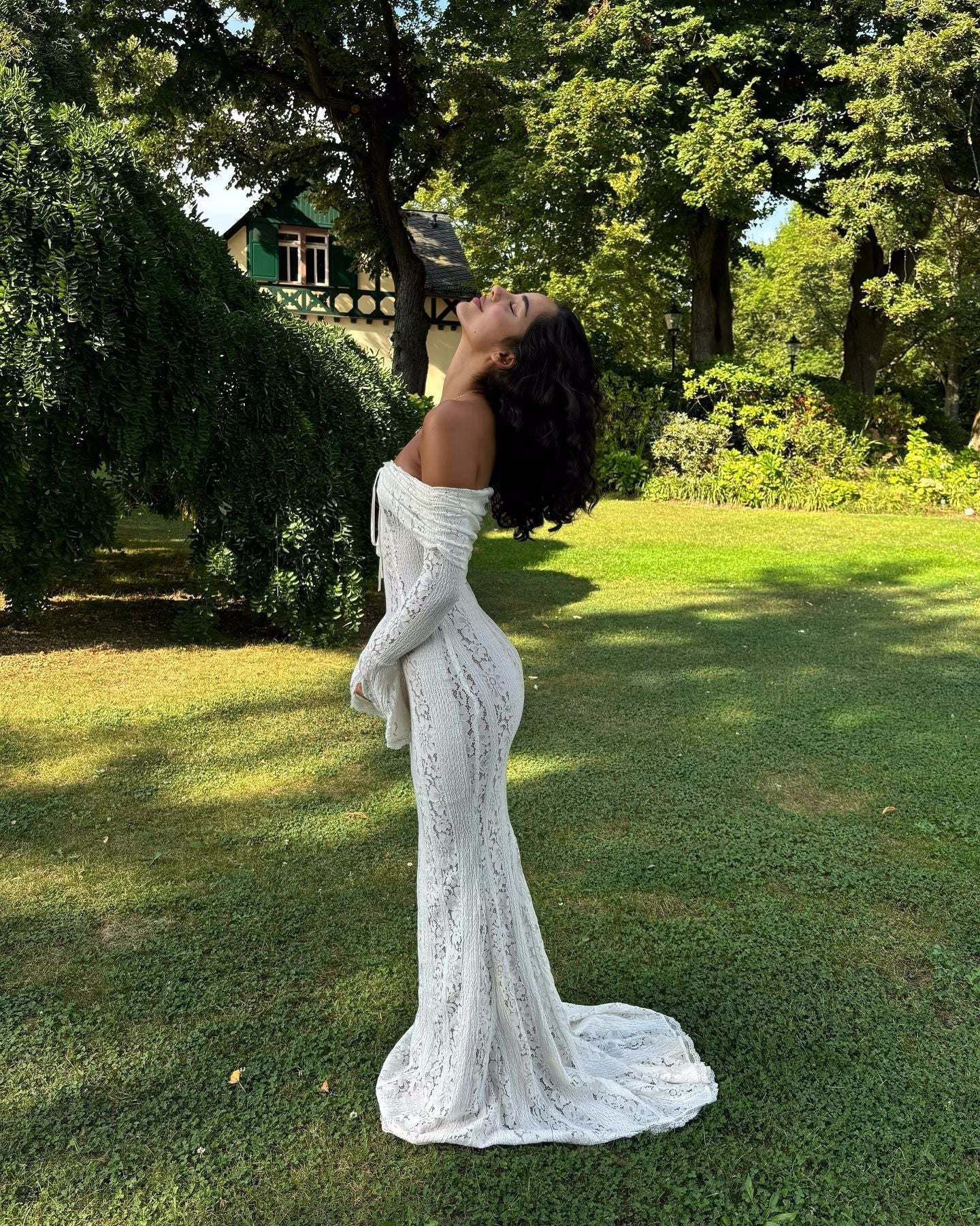 Angelee Off-Shoulder Long Lace Dress