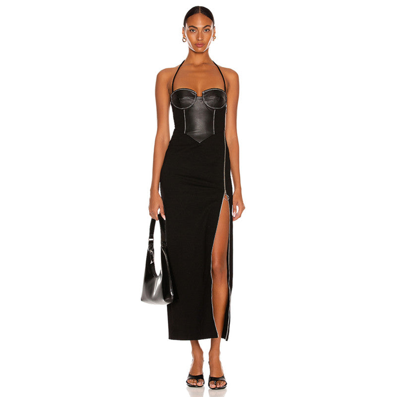 Sriya Faux Leather Midi Dress