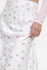 Veera Floral Satin Maxi Skirt