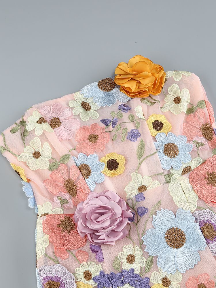 Belen Floral Mini Dress in Pink