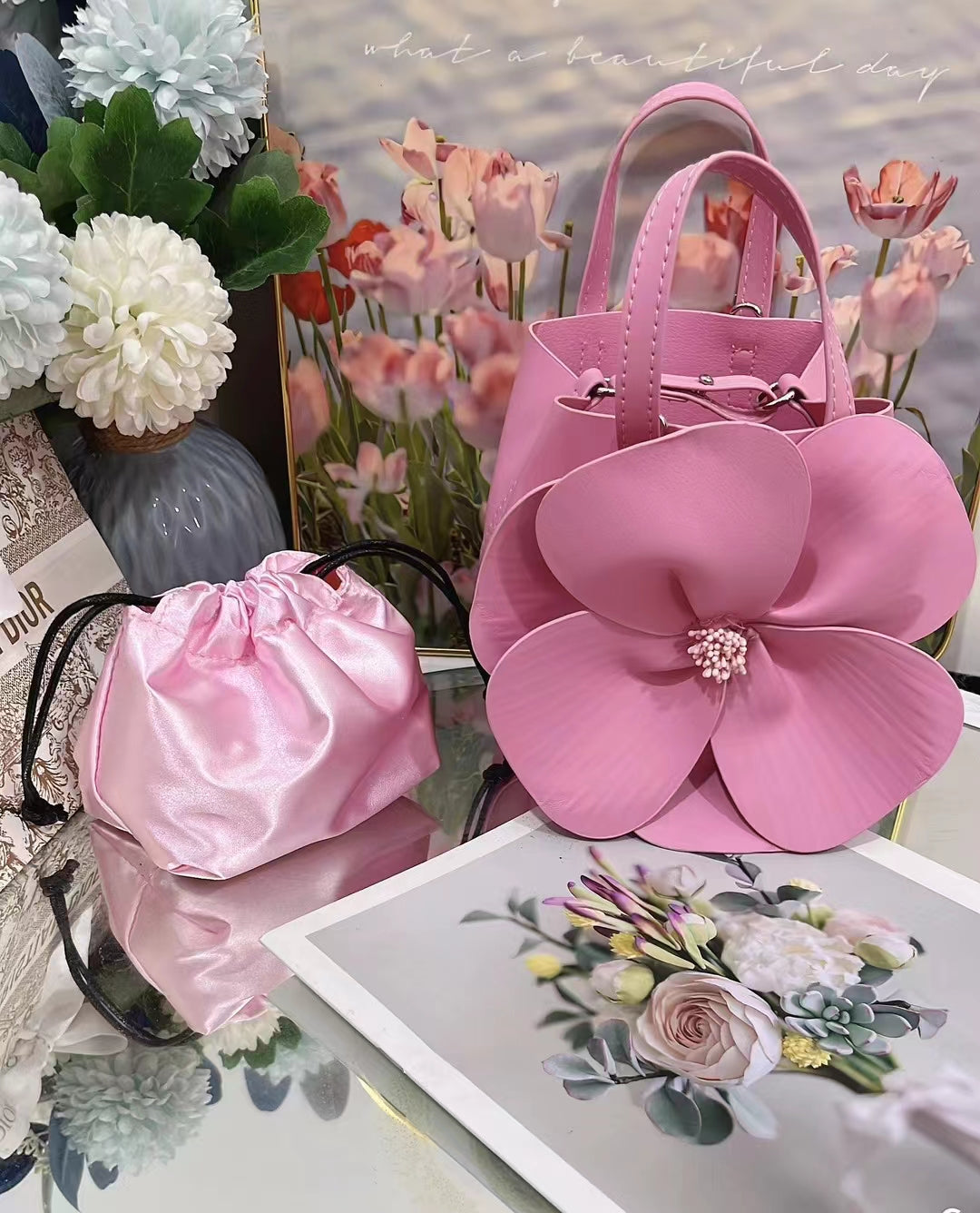 Belle Floral Handbag in Pink