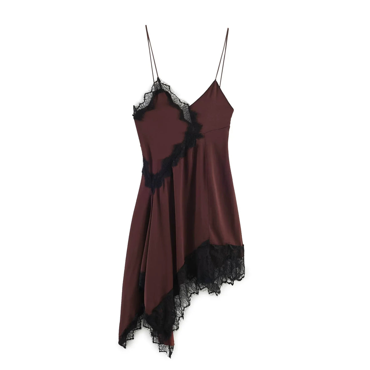 Lace Asymmetric Midi Dress