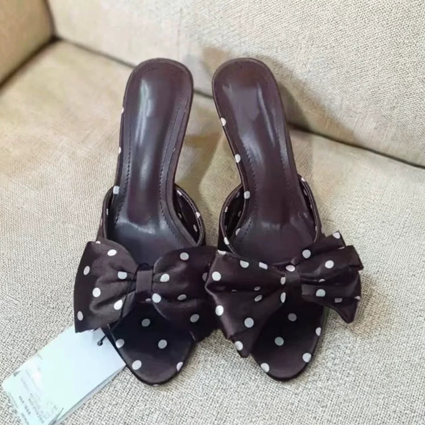 Polka Dot Bow Stiletto Heels