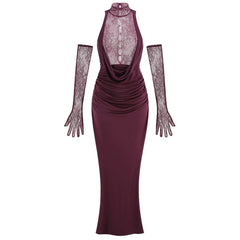 Brandi Halter Lace Gown