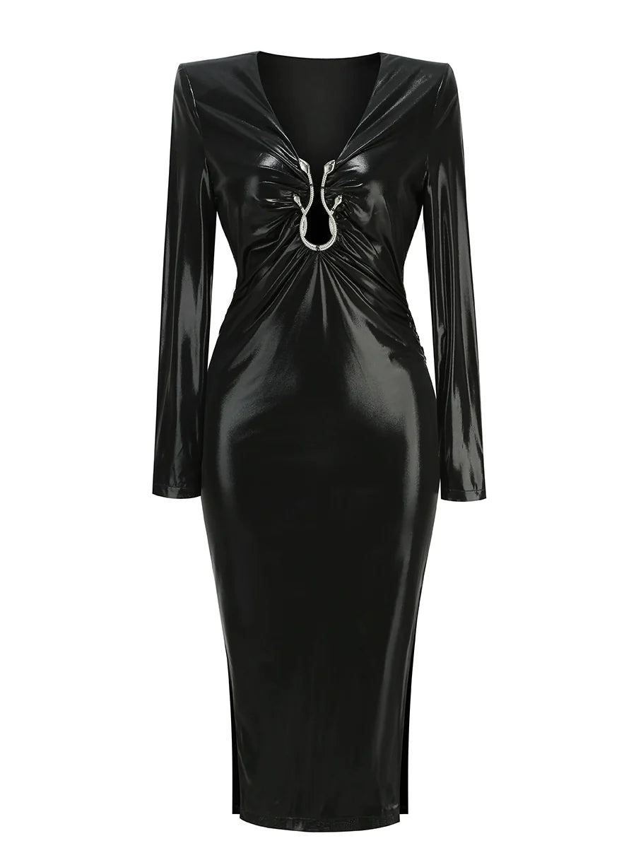 Marlene V-Neck Bodycon Midi