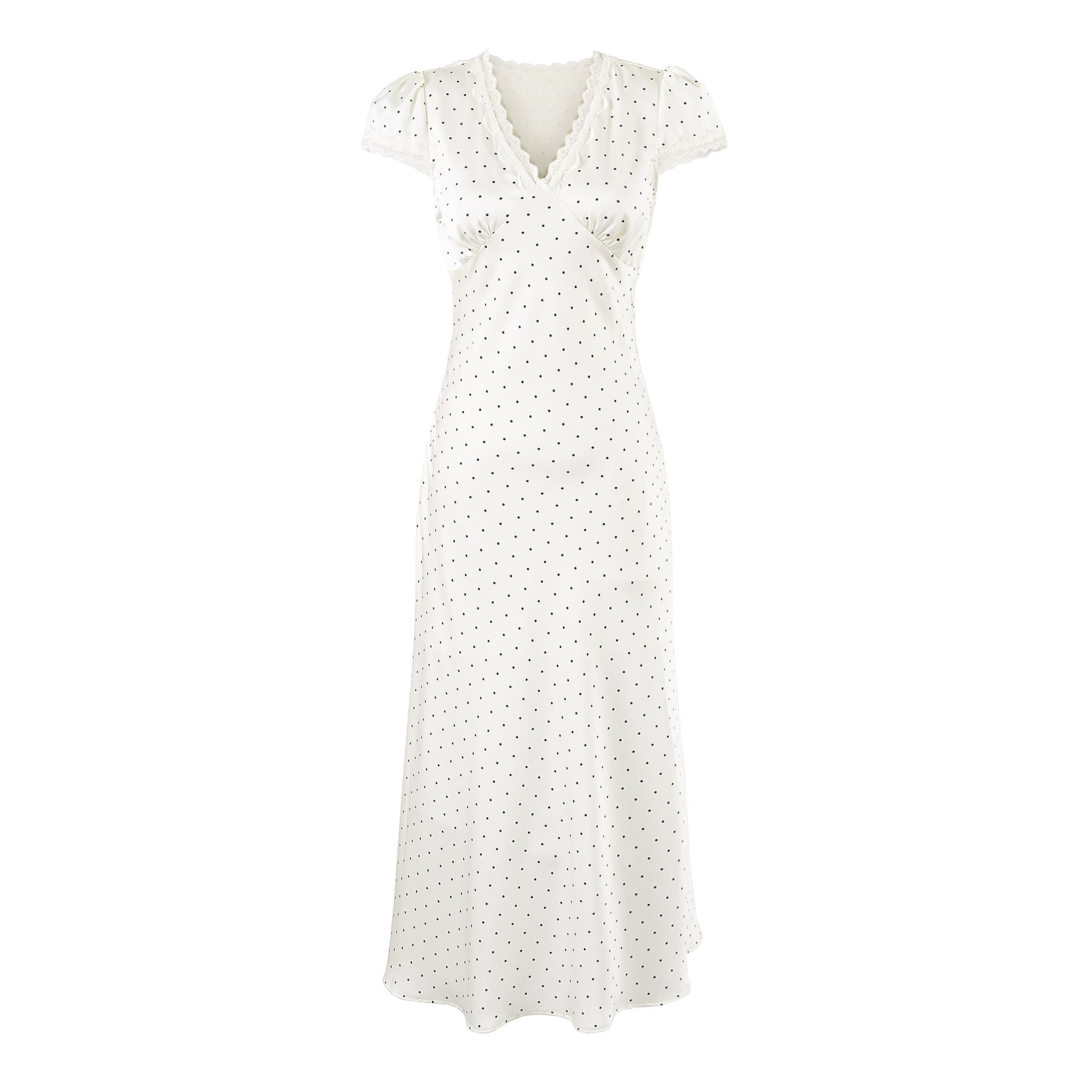 Vedika Polka Dot Puff Sleeve Midi Dress