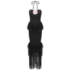 Eimy Floral Neck Lace Maxi Dress