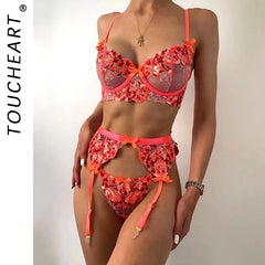 Romantic Lingeries Set Lingerie Bra and Underwear Set Large Bras Thong Lingiere Sets See-through