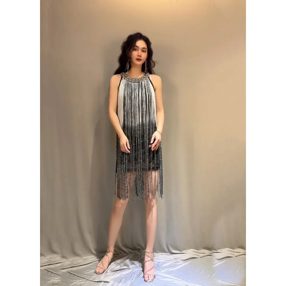 Dress Latin Party Club Stage Costumes Show Dance Wear Tassel Sequin Streetwear