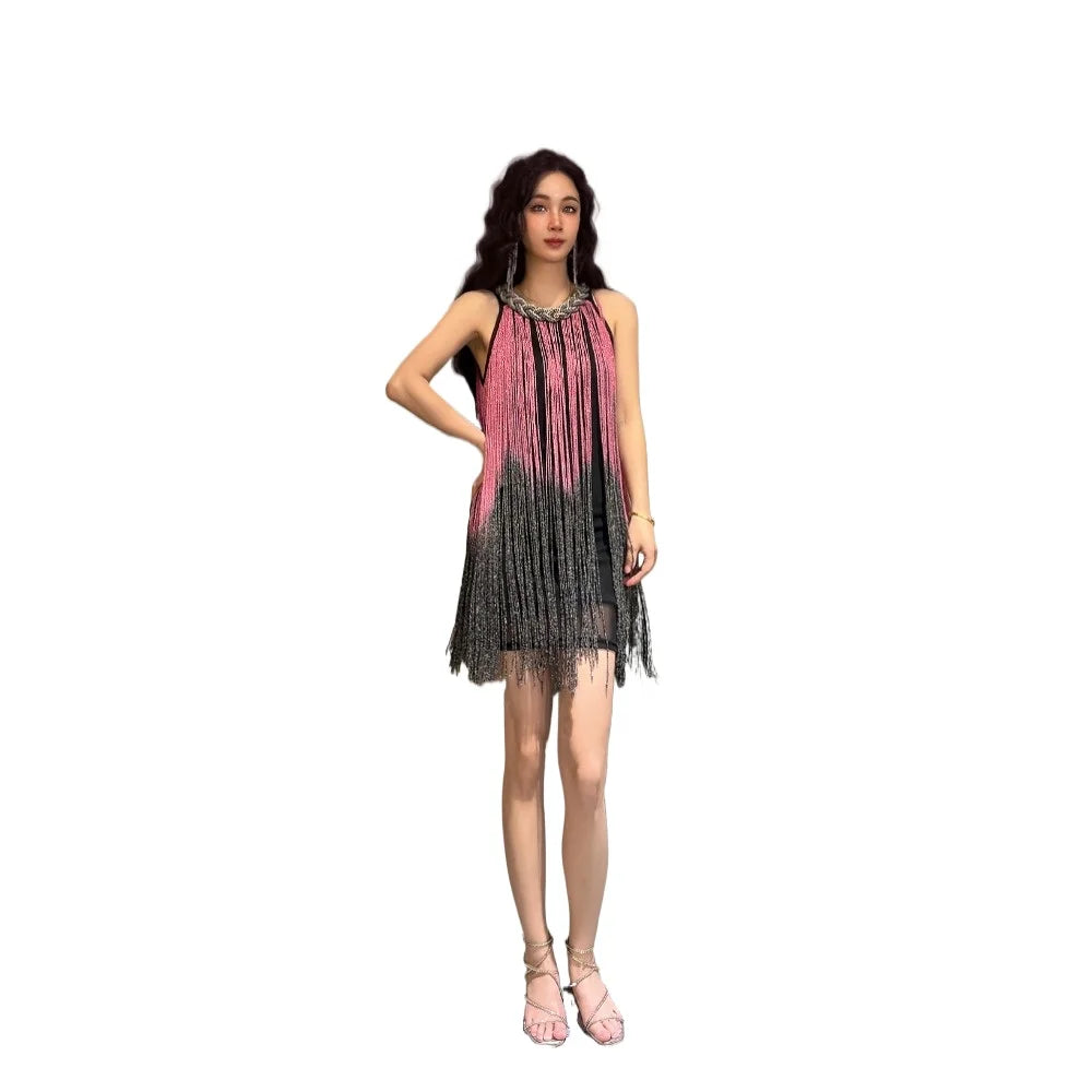 Dress Latin Party Club Stage Costumes Show Dance Wear Tassel Sequin Streetwear