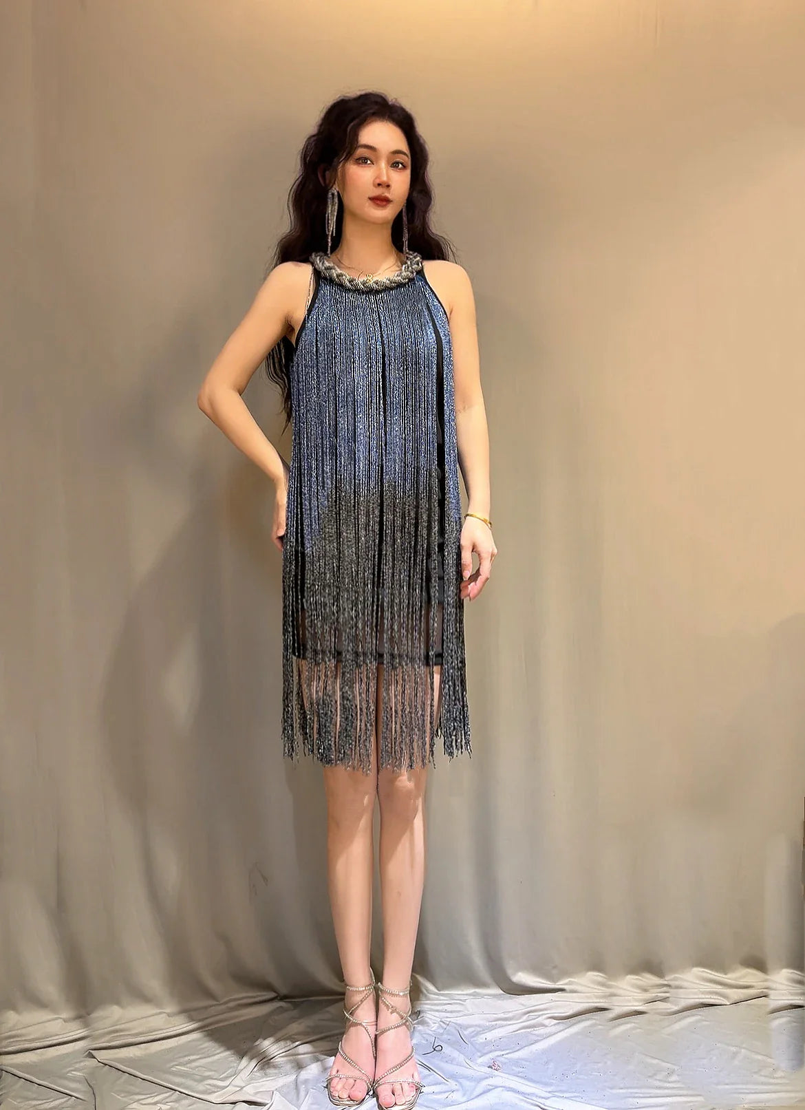 Dress Latin Party Club Stage Costumes Show Dance Wear Tassel Sequin Streetwear