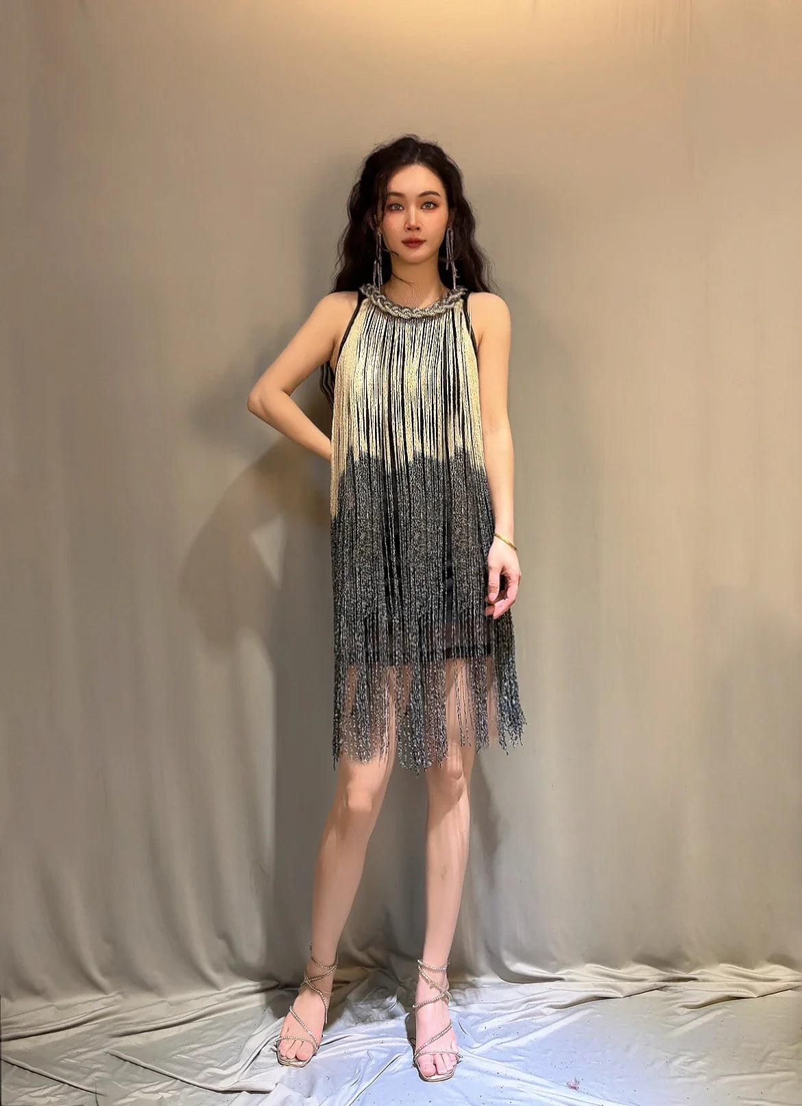 Dress Latin Party Club Stage Costumes Show Dance Wear Tassel Sequin Streetwear