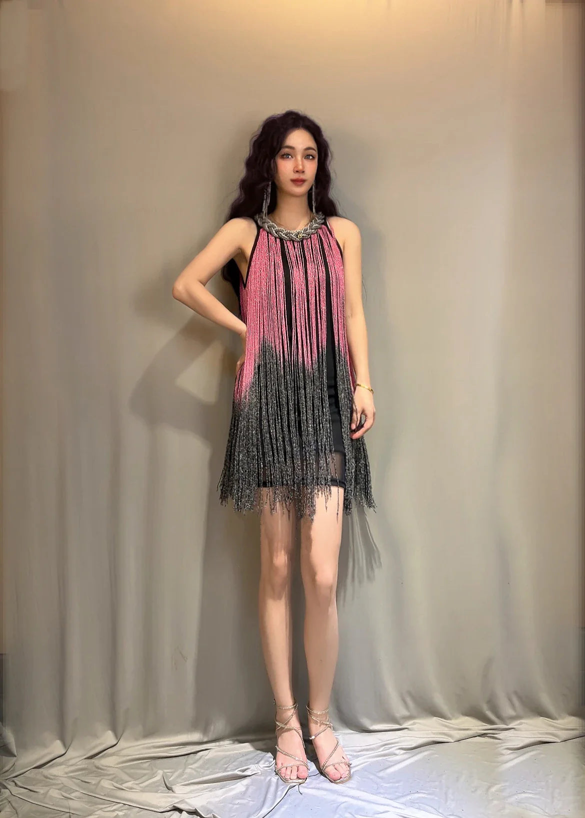 Dress Latin Party Club Stage Costumes Show Dance Wear Tassel Sequin Streetwear