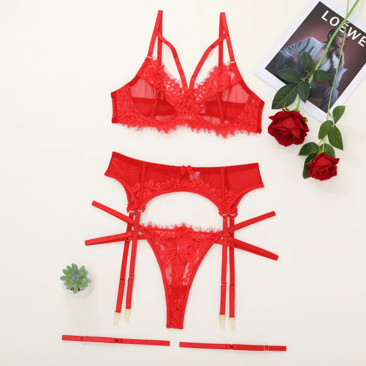 Lingerie Full Set Bra and Panties Sets Romantic Lingeries Set Transparent Underwear Large Bras
