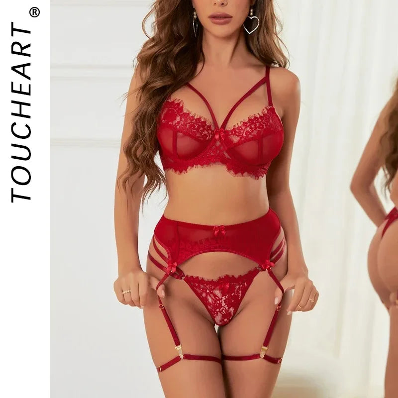 Lingerie Full Set Bra and Panties Sets Romantic Lingeries Set Transparent Underwear Large Bras