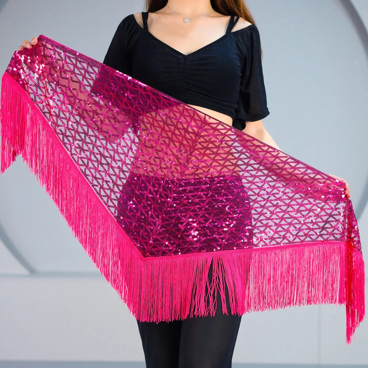 Sequins Tassel Waist Chain Hip Towel Dance Wear Club Stage Show Belly Dancing Mini Skirt Y2k Skirt