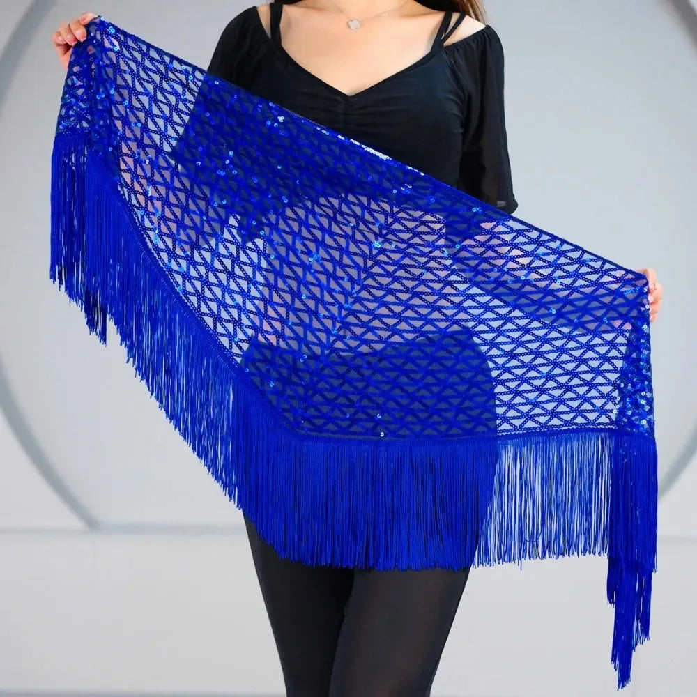 Sequins Tassel Waist Chain Hip Towel Dance Wear Club Stage Show Belly Dancing Mini Skirt Y2k Skirt