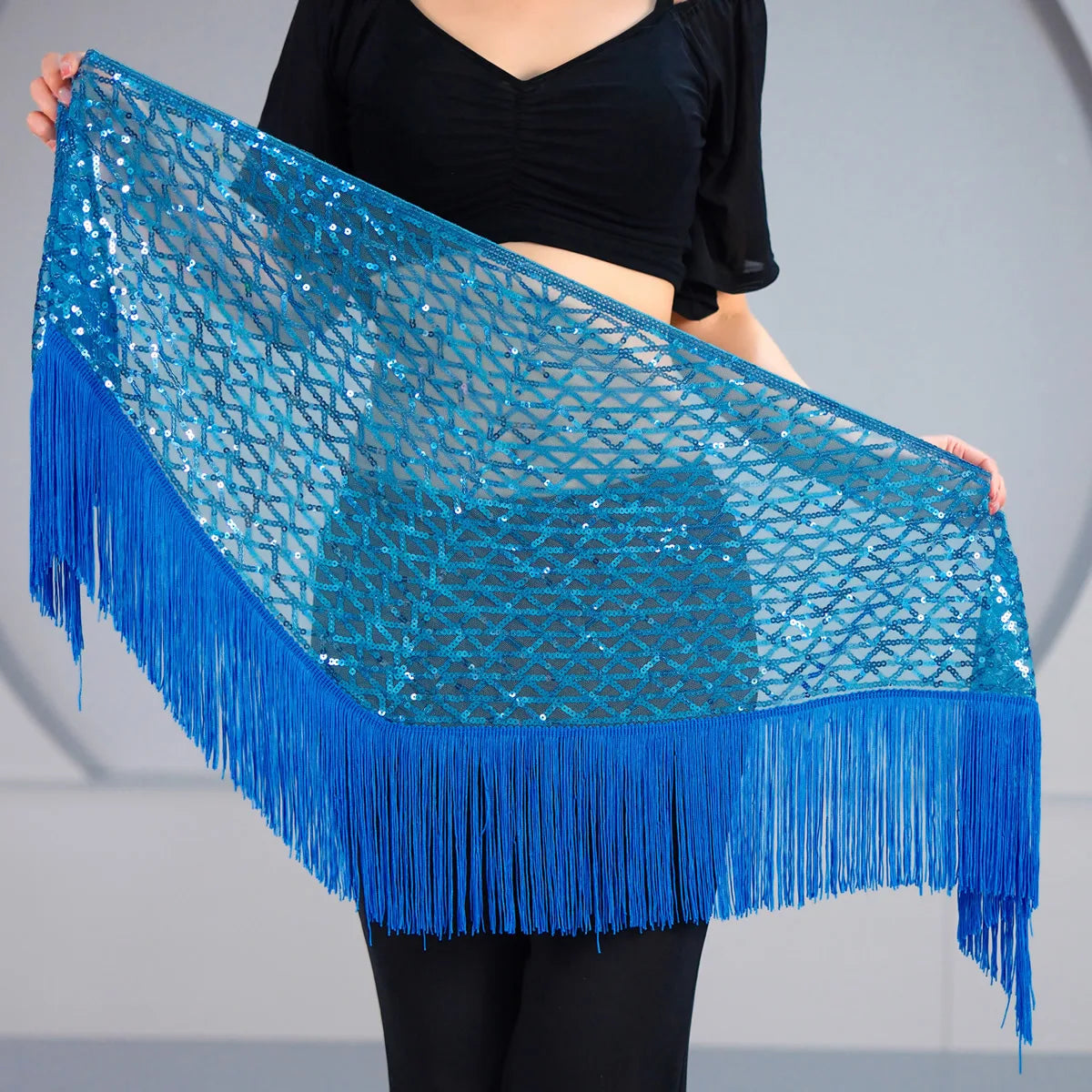 Sequins Tassel Waist Chain Hip Towel Dance Wear Club Stage Show Belly Dancing Mini Skirt Y2k Skirt