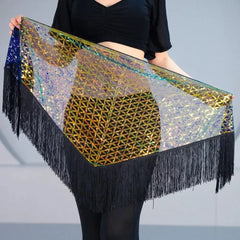 Sequins Tassel Waist Chain Hip Towel Dance Wear Club Stage Show Belly Dancing Mini Skirt Y2k Skirt