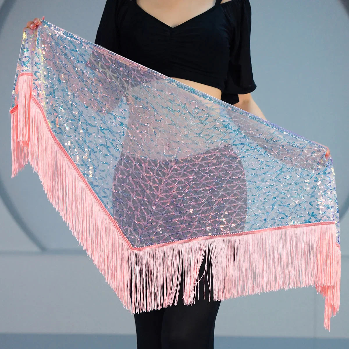 Sequins Tassel Waist Chain Hip Towel Dance Wear Club Stage Show Belly Dancing Mini Skirt Y2k Skirt