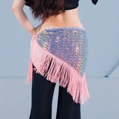 Sequins Tassel Waist Chain Hip Towel Dance Wear Club Stage Show Belly Dancing Mini Skirt Y2k Skirt