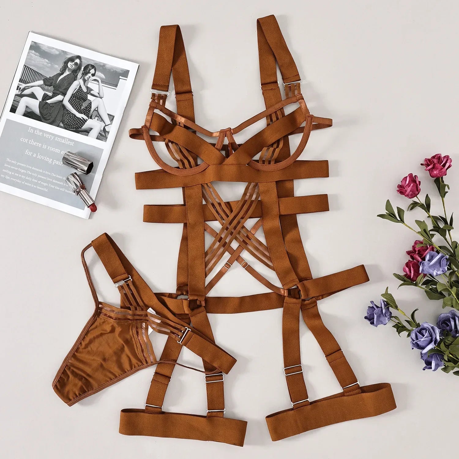 Suit in Underwear Without Censorship Romantic Bilizna Lingerie Super Tight G-string Whole Vs