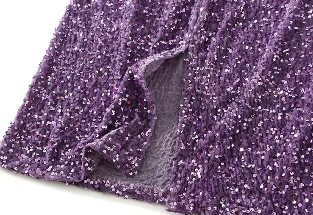 Shiny Sequin Skirts Party Wear Harajuku Elegant Long Skirt Faldas Y2k Club Sequins Saias Jupe Ropa