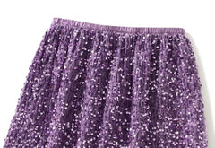 Shiny Sequin Skirts Party Wear Harajuku Elegant Long Skirt Faldas Y2k Club Sequins Saias Jupe Ropa